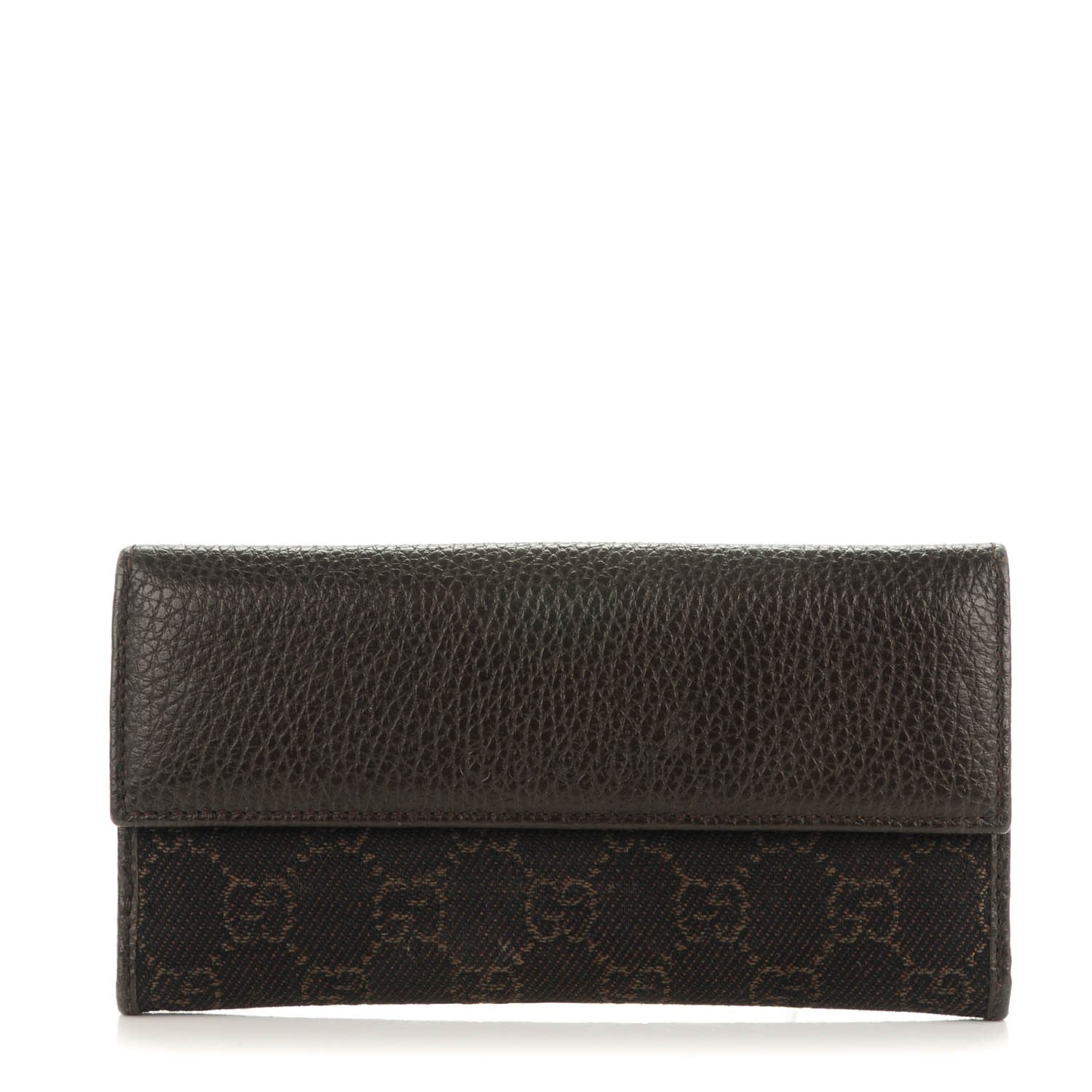 Gucci Denim Monogram Calfskin Continental Wallet Dark Brown 1 of 7