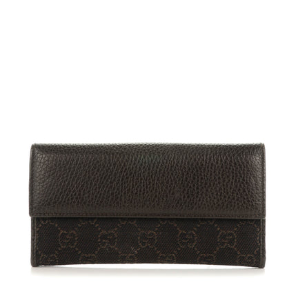 Gucci Denim Monogram Calfskin Continental Wallet Dark Brown 1 of 7