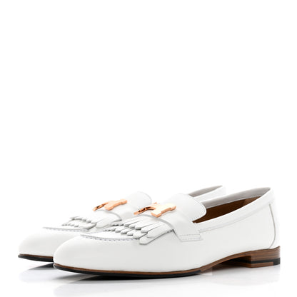 Hermes Calfskin Womens Royal Loafers 38 White 3 of 9