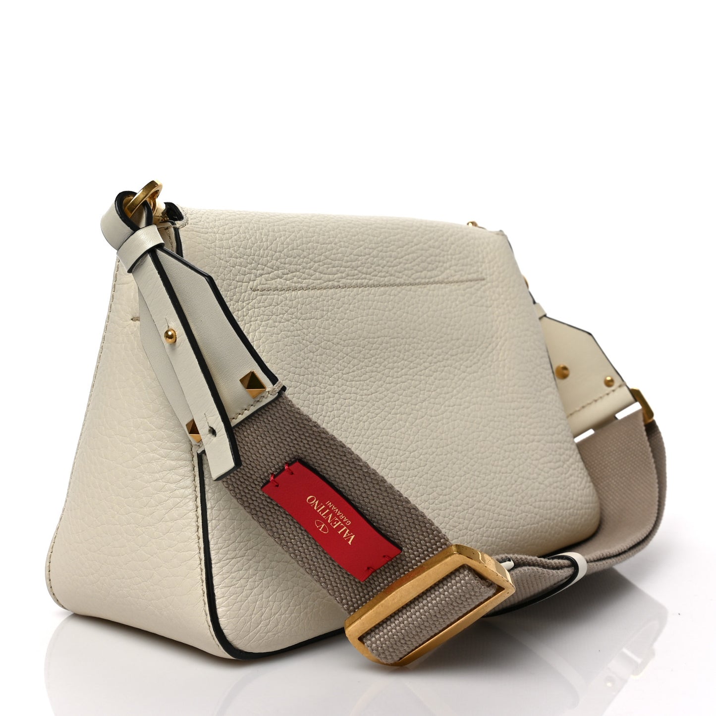 Pebbled Calfskin Small VRing Shoulder Bag Light Ivory