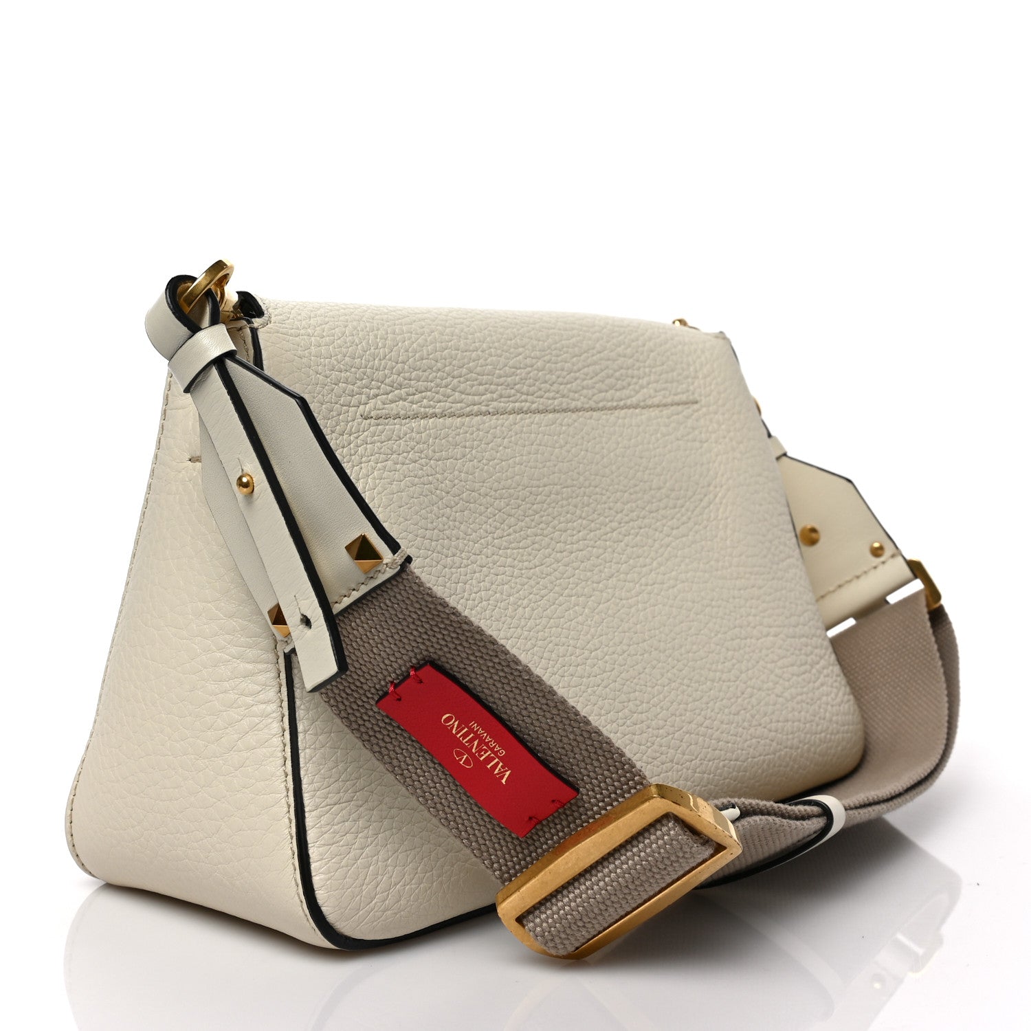 Valentino Garavani Pebbled Calfskin Small VRing Shoulder Bag Light Ivory 3 of 8