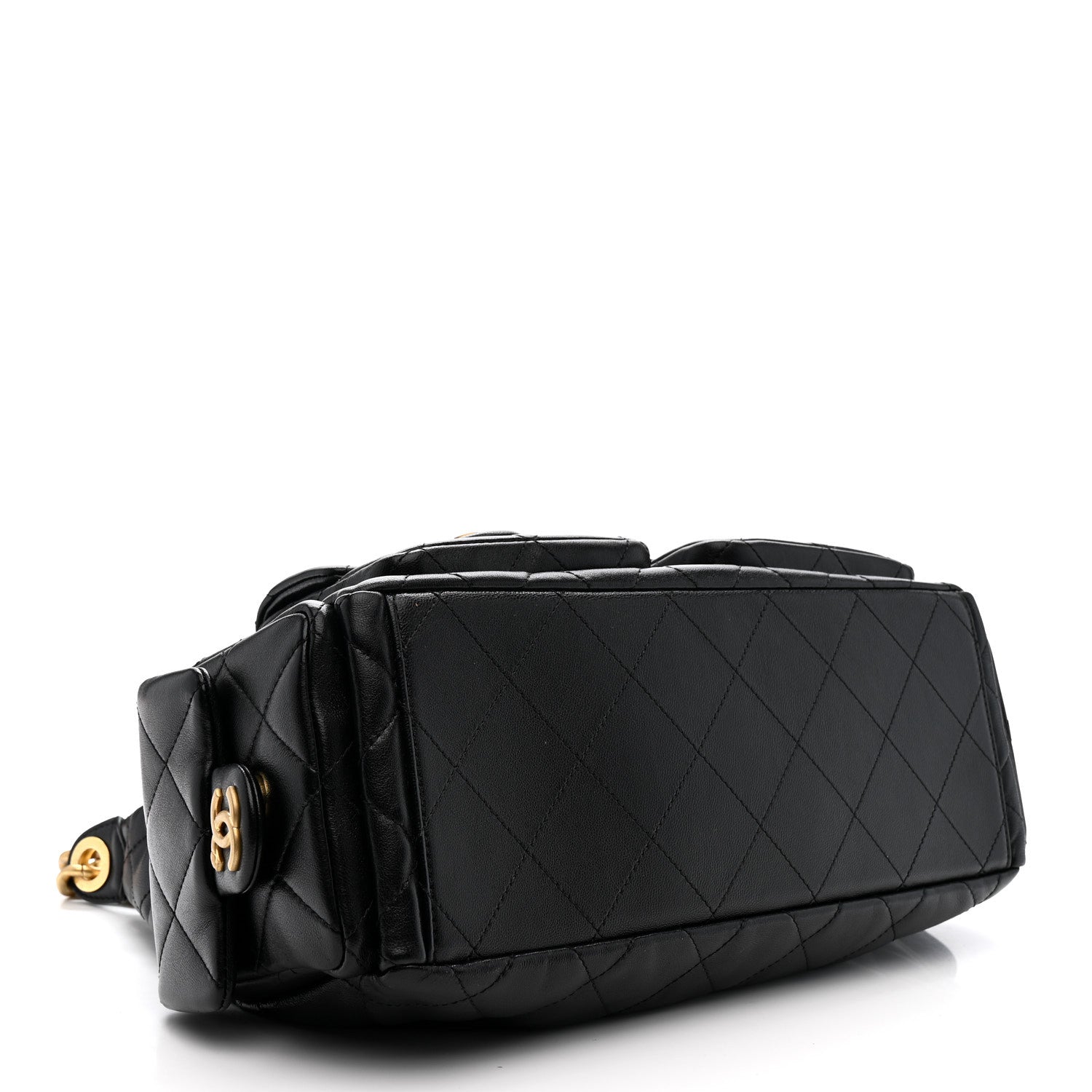 Chanel Shiny Lambskin Quilted Trendy Pockets Hobo Black 4 of 10