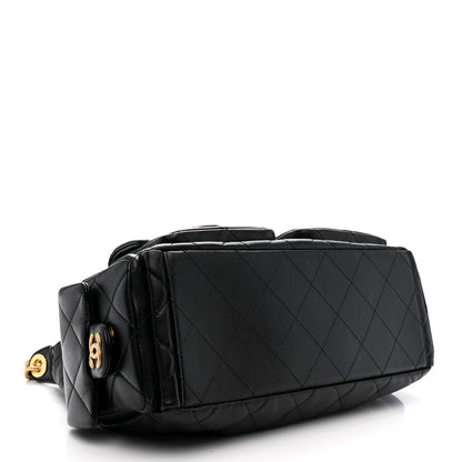 Chanel Shiny Lambskin Quilted Trendy Pockets Hobo Black 4 of 10