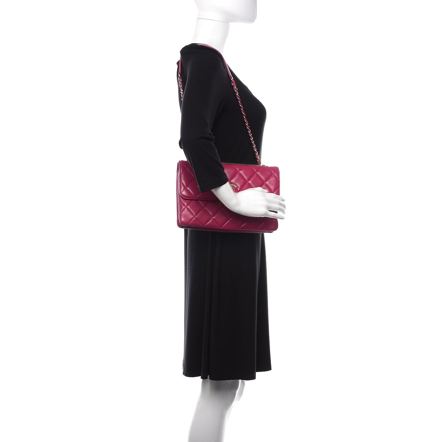 Lambskin Quilted Medium Trendy CC Flap Dark Pink