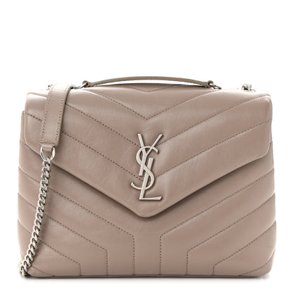 Saint Laurent Calfskin Y Quilted Monogram Small Loulou Chain Satchel Dark Beige 1 of 11