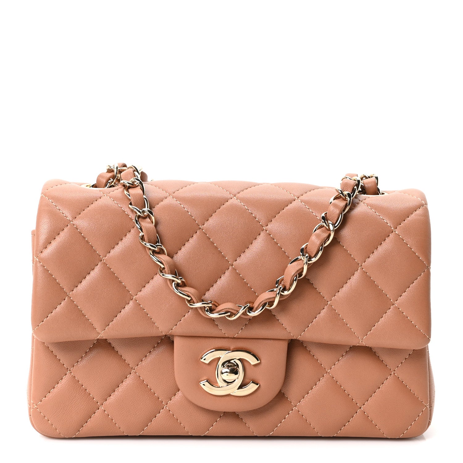 Chanel Lambskin Quilted Mini Rectangular Flap Brown 1 of 10