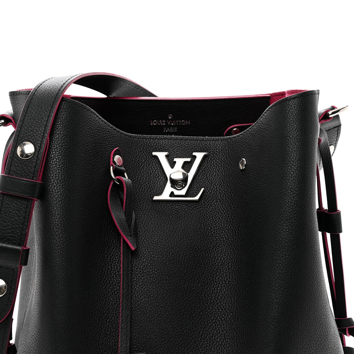 Calfskin Lockme Bucket Black