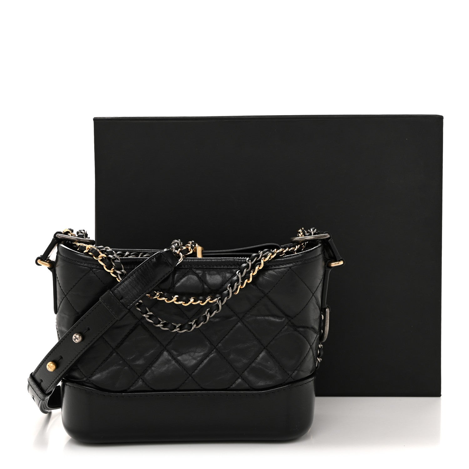 Chanel Aged Calfskin Quilted Small Gabrielle Hobo Black 13 of 13