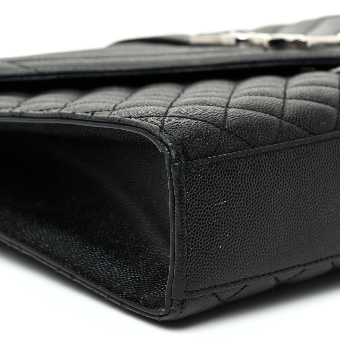 Grain De Poudre Textured Mixed Matelasse Large Triquilt Monogram Satchel Black