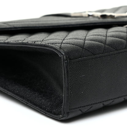 Saint Laurent Grain De Poudre Textured Mixed Matelasse Large Triquilt Monogram Satchel Black 9 of 31