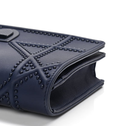 Christian Dior Ultra Matte Calfskin Studded Diorama Wallet on Chain Pouch Indigo 14 of 16