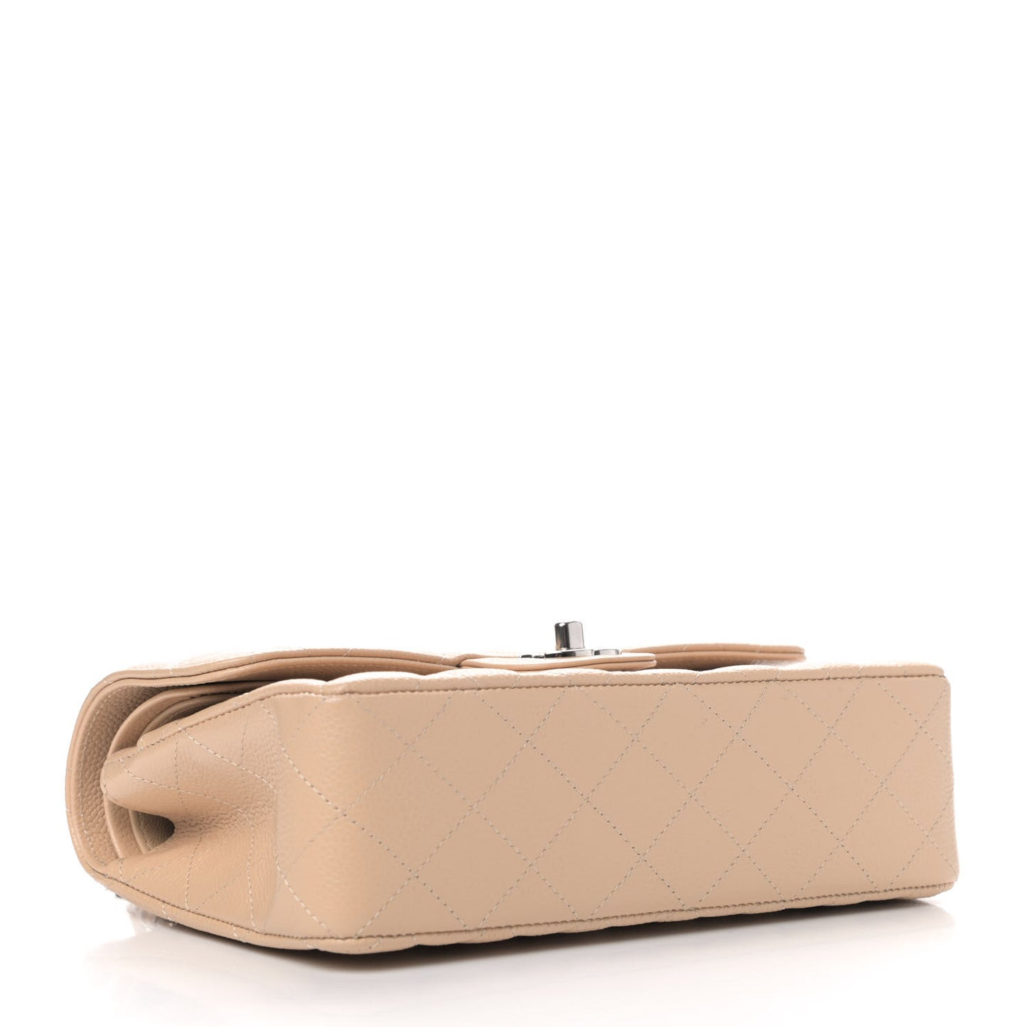 Caviar Quilted Small Double Flap Beige