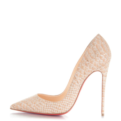 Christian Louboutin Liege Embossed So Kate 120 Pumps 37 Beige 1 of 8