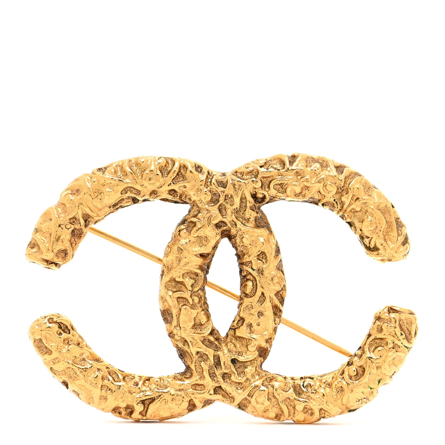 Textured CC Brooch Gold