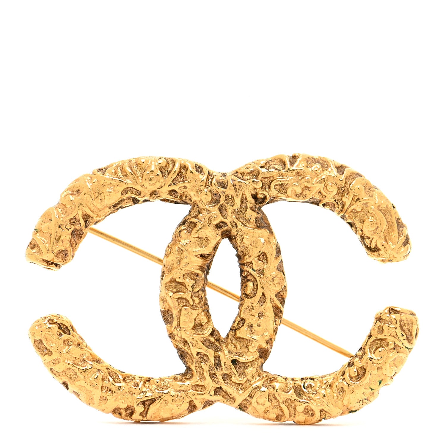 Chanel Textured CC Brooch Gold 1 of 4