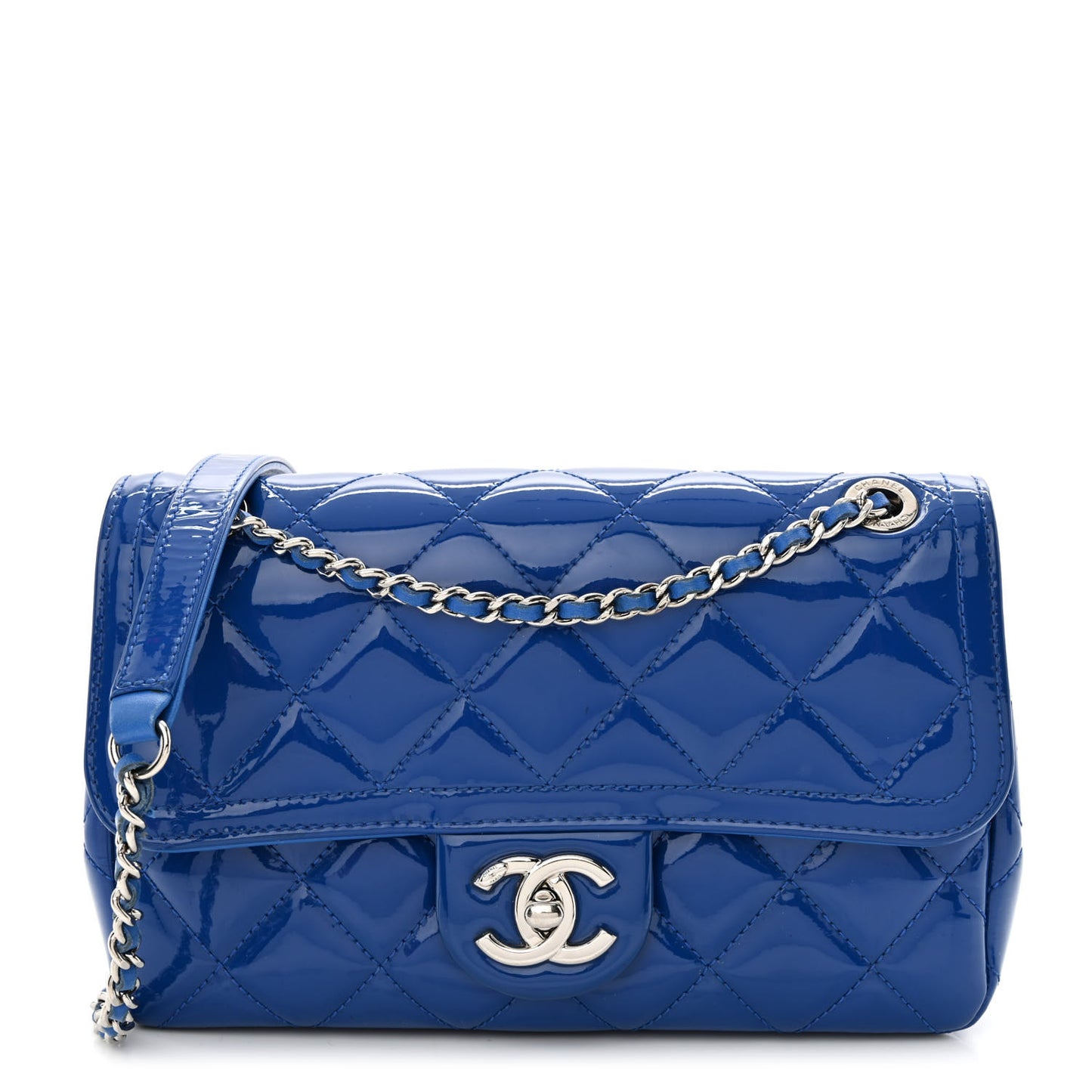 Patent Quilted Small Coco Shine Flap Blue