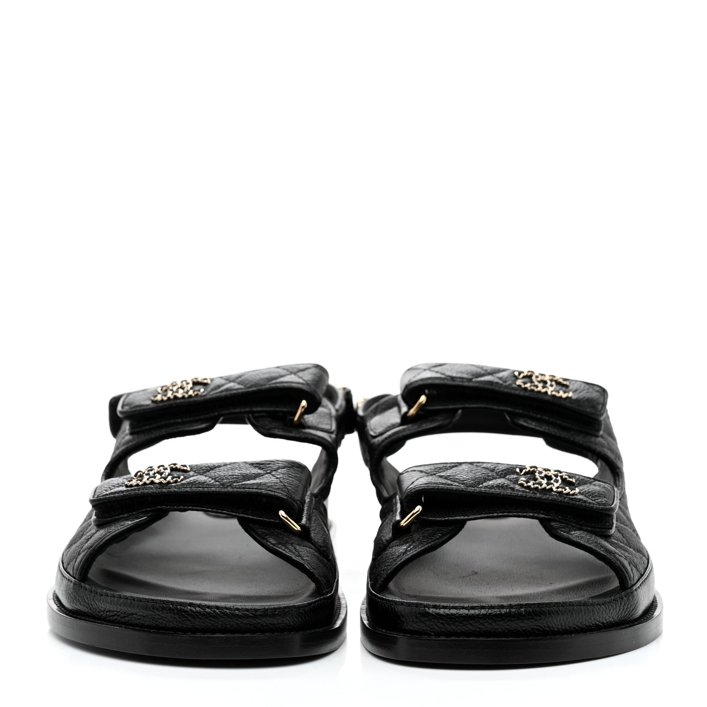 Grained Calfskin Velcro Dad Sandals 41.5 Black