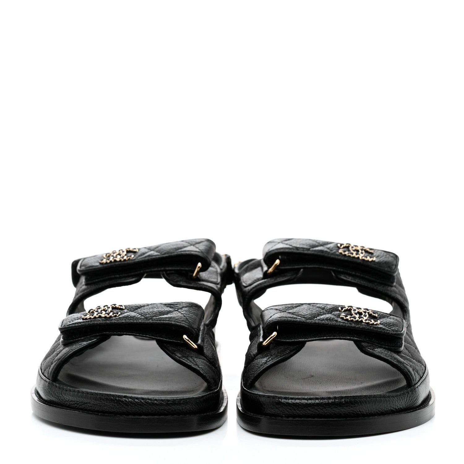 Chanel Grained Calfskin Velcro Dad Sandals 41.5 Black 2 of 9