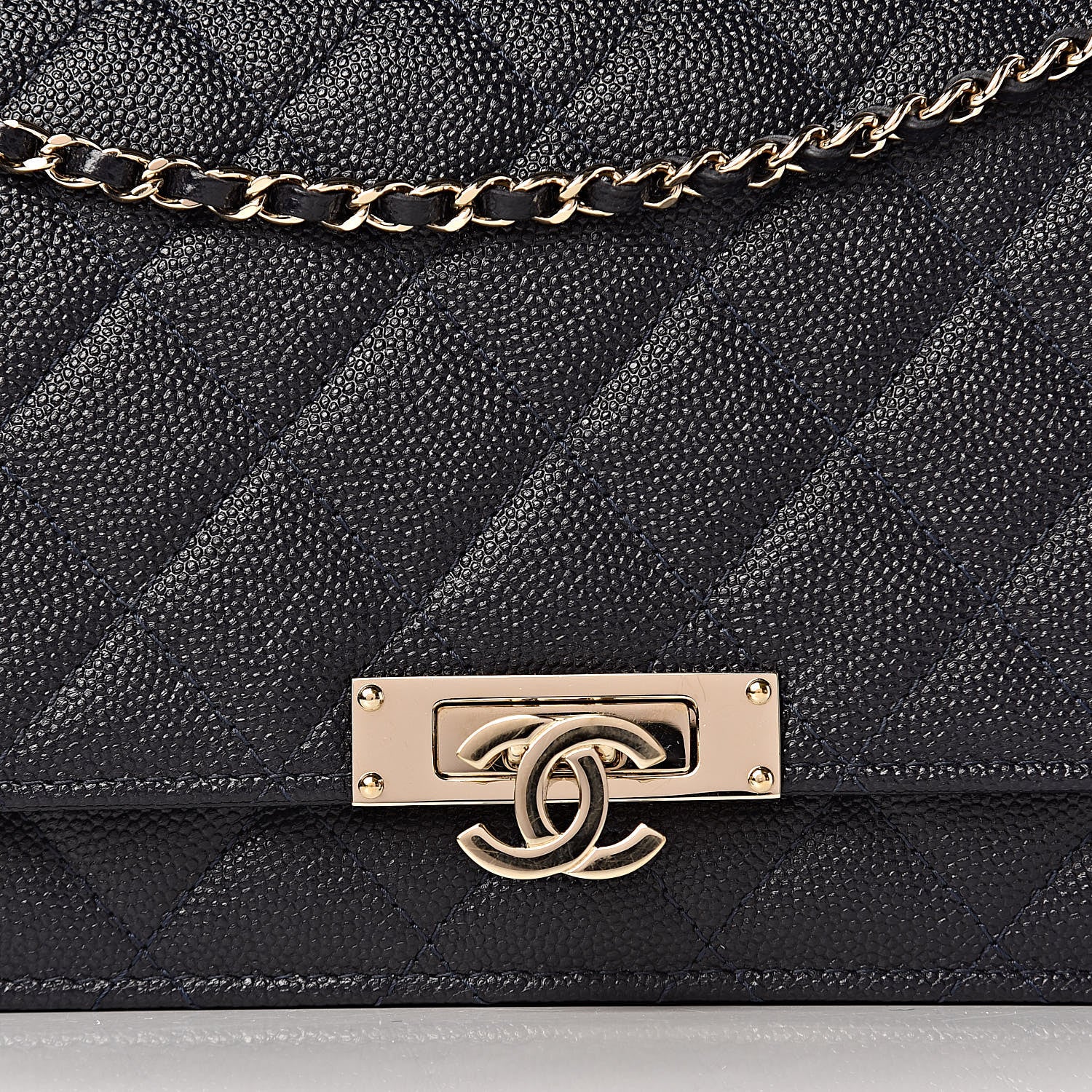 Chanel Caviar Quilted Golden Class Wallet On Chain WOC Navy 11 of 12