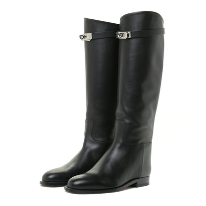 Hermes Box Kelly Jumping Boots 37 Black 3 of 12