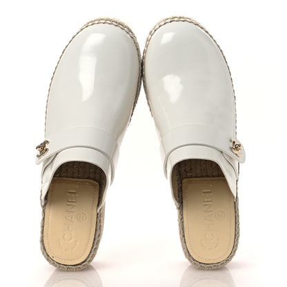 Chanel Patent Calfskin CC Turn Lock Clog 39 White 2 of 10