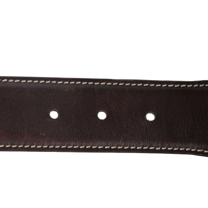 Gucci Monogram Horsebit Buckle Belt 85 34 Dark Brown 3 of 5