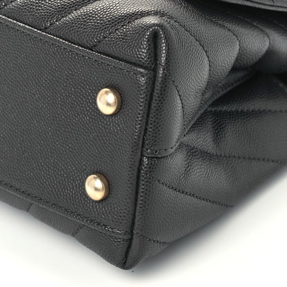 Chanel Caviar Chevron Quilted Mini Coco Handle Flap Dark Grey 11 of 12