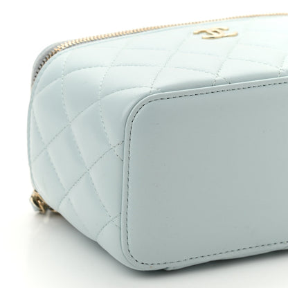 Chanel Lambskin Quilted Small Top Handle Vanity Case With Chain Light Blue 10 of 13