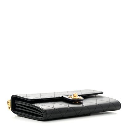 Chanel Lambskin Quilted Chic Pearls Clutch With Chain Black 4 of 14