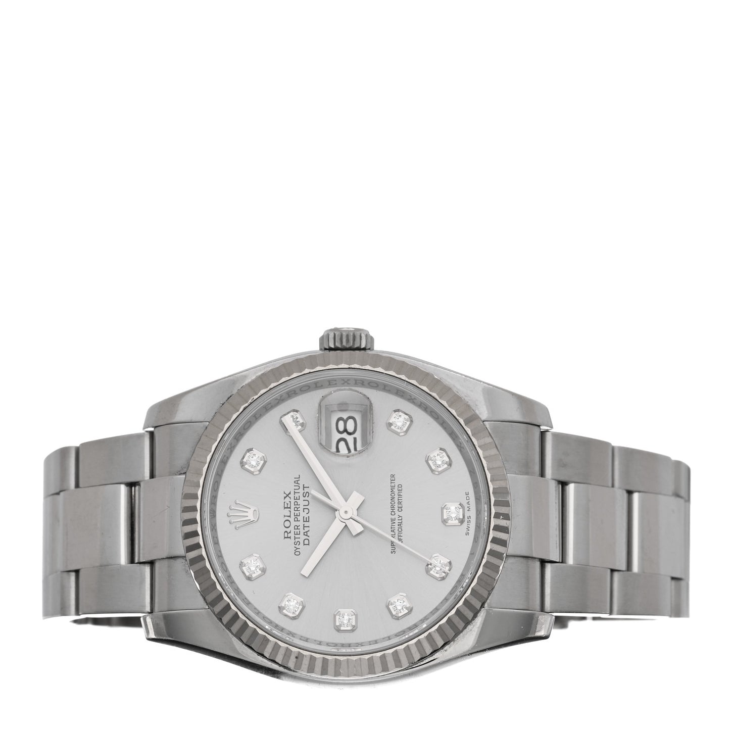 Stainless Steel 18K White Gold Diamond 36mm Oyster Perpetual Datejust Watch Silver 116234
