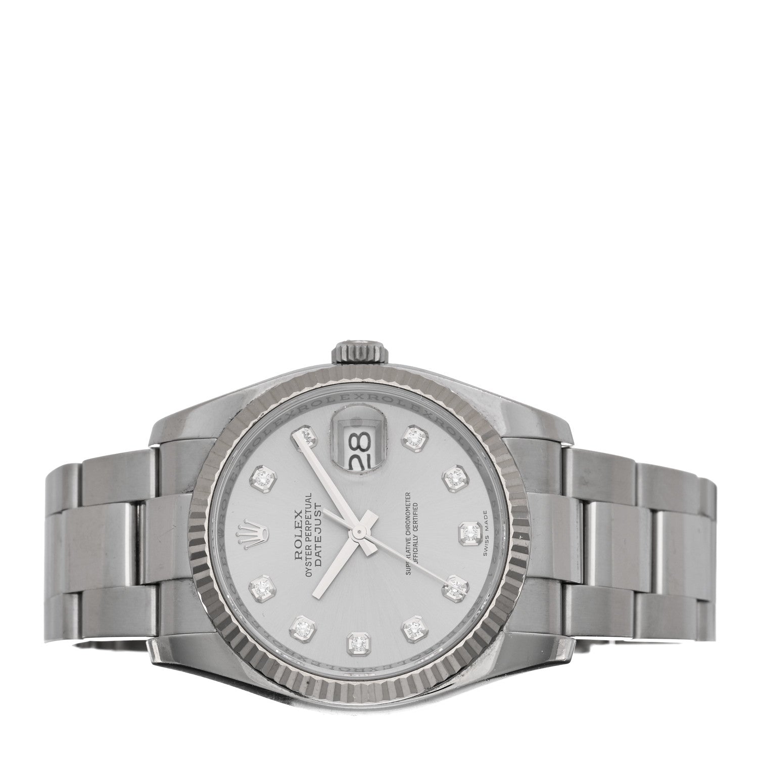 Rolex Stainless Steel 18K White Gold Diamond 36mm Oyster Perpetual Datejust Watch Silver 116234 2 of 5