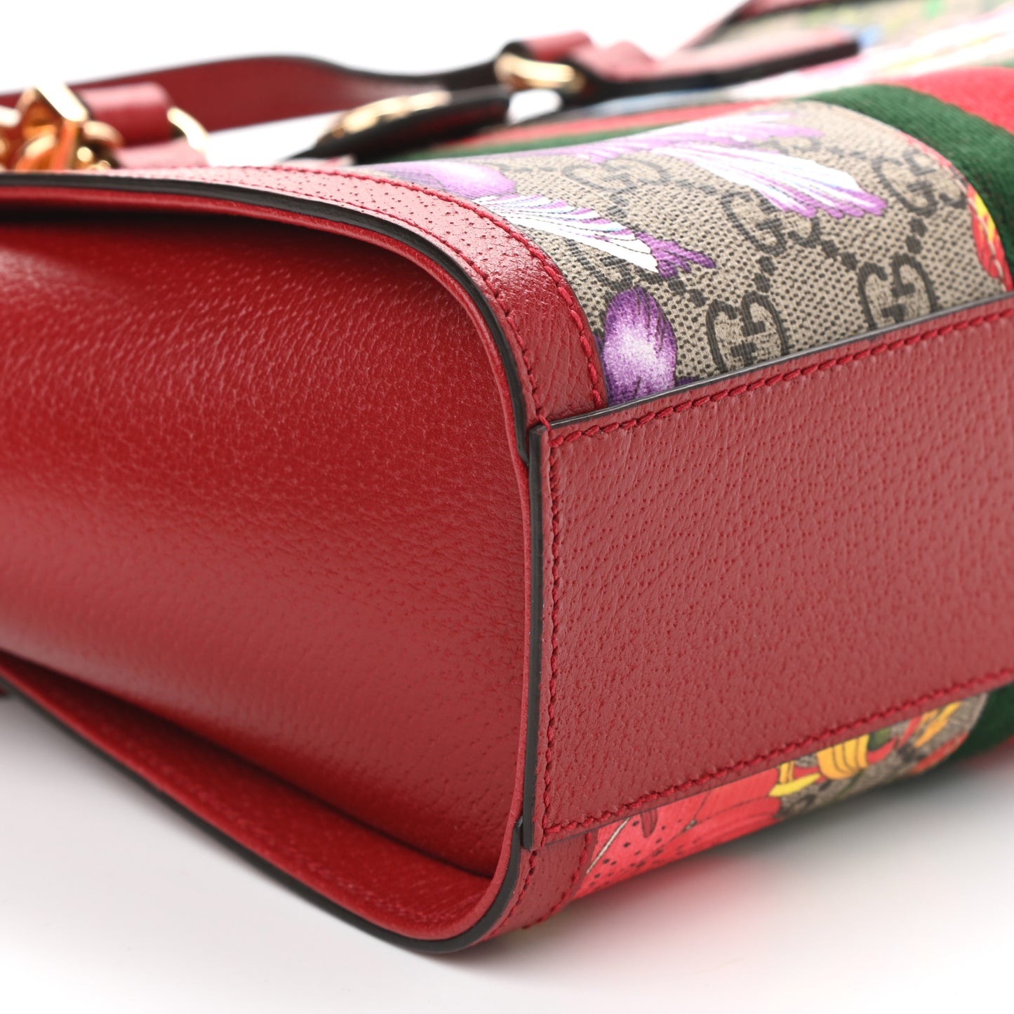 GG Supreme Monogram Flora Web Small Ophidia Tote Bag Red