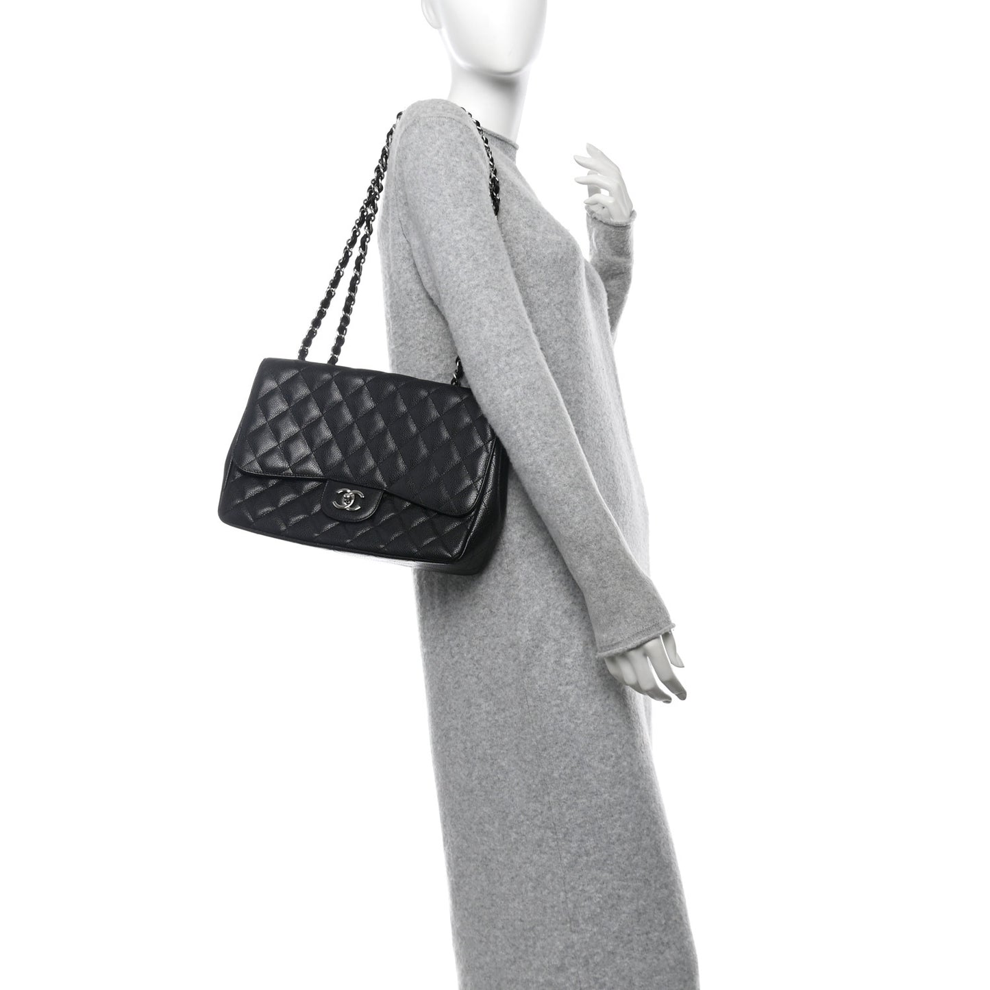 Caviar Quilted Jumbo Single Flap Black