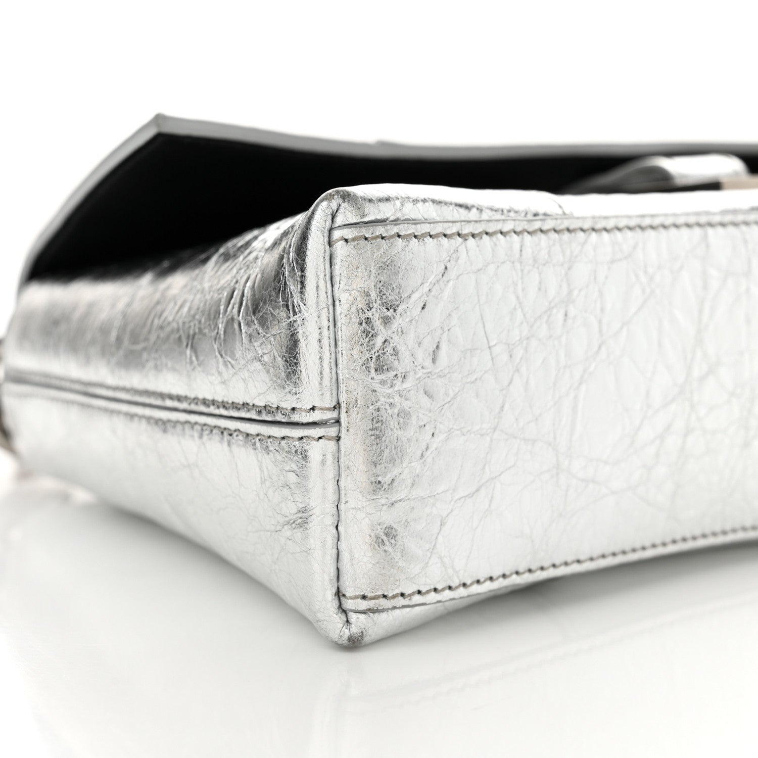 Balenciaga Metallic Calfskin Downtown Chain Shoulder Bag XS Silver 9 of 15