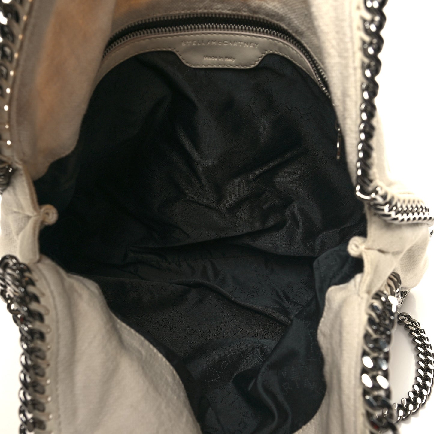 Linen Falabella Fold Over Tote Pure White