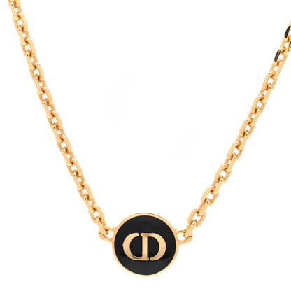Christian Dior Metal CD Logo Necklace Gold Black 4 of 5
