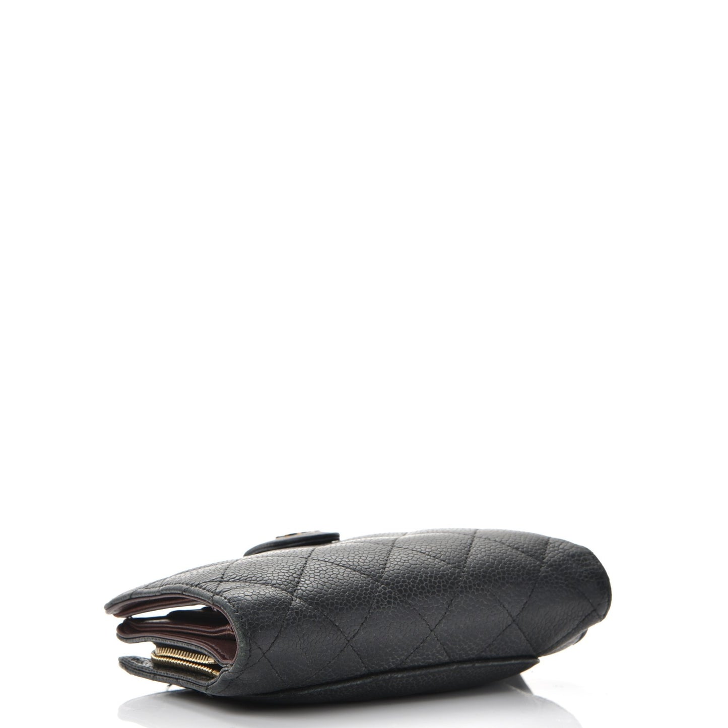Caviar Quilted Zipped Pocket Wallet Black