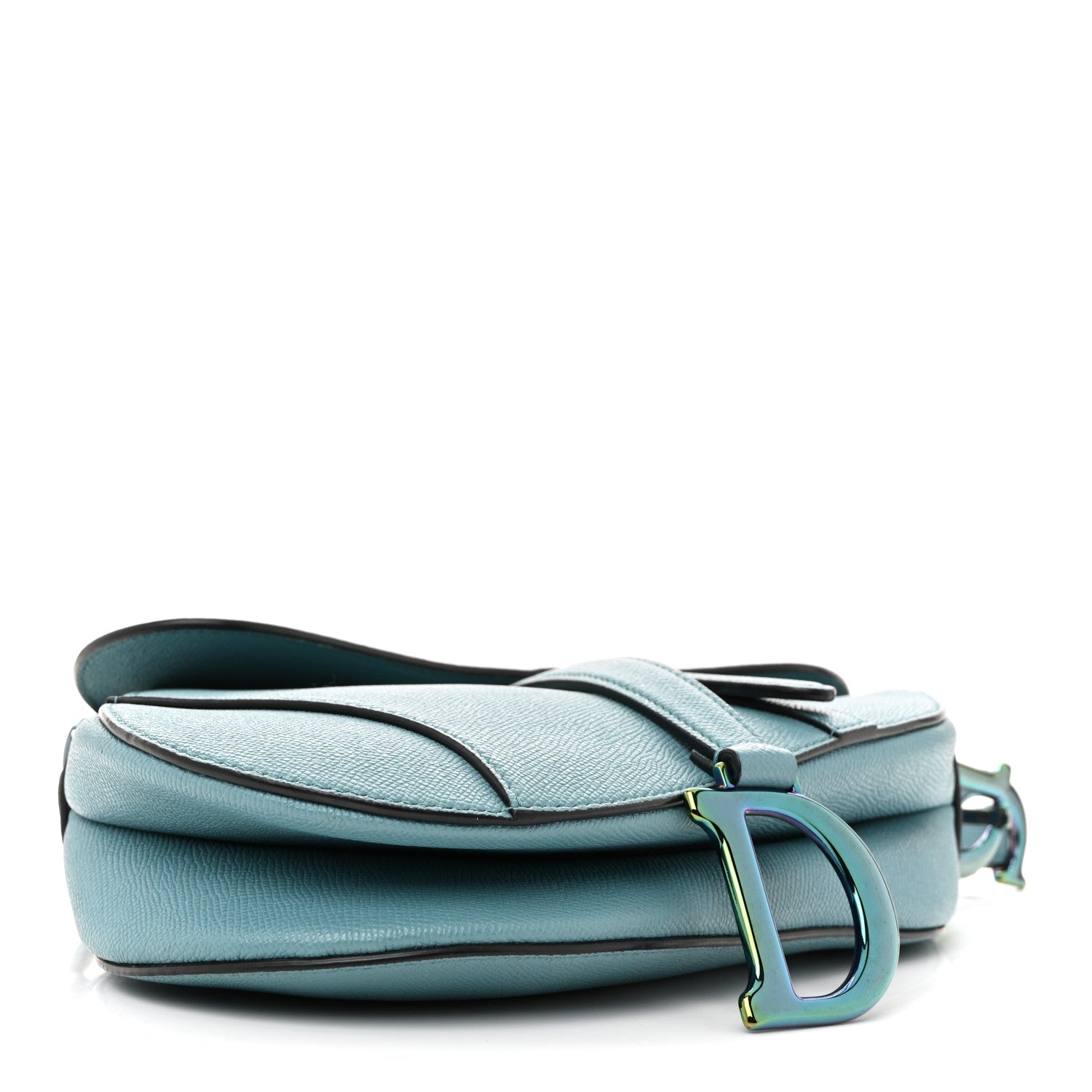 Christian Dior Grained Calfskin Saddle Bag Azure Blue 4 of 14