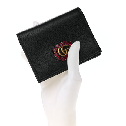 Gucci Calfskin Crystal Double G Card Case Black 2 of 11