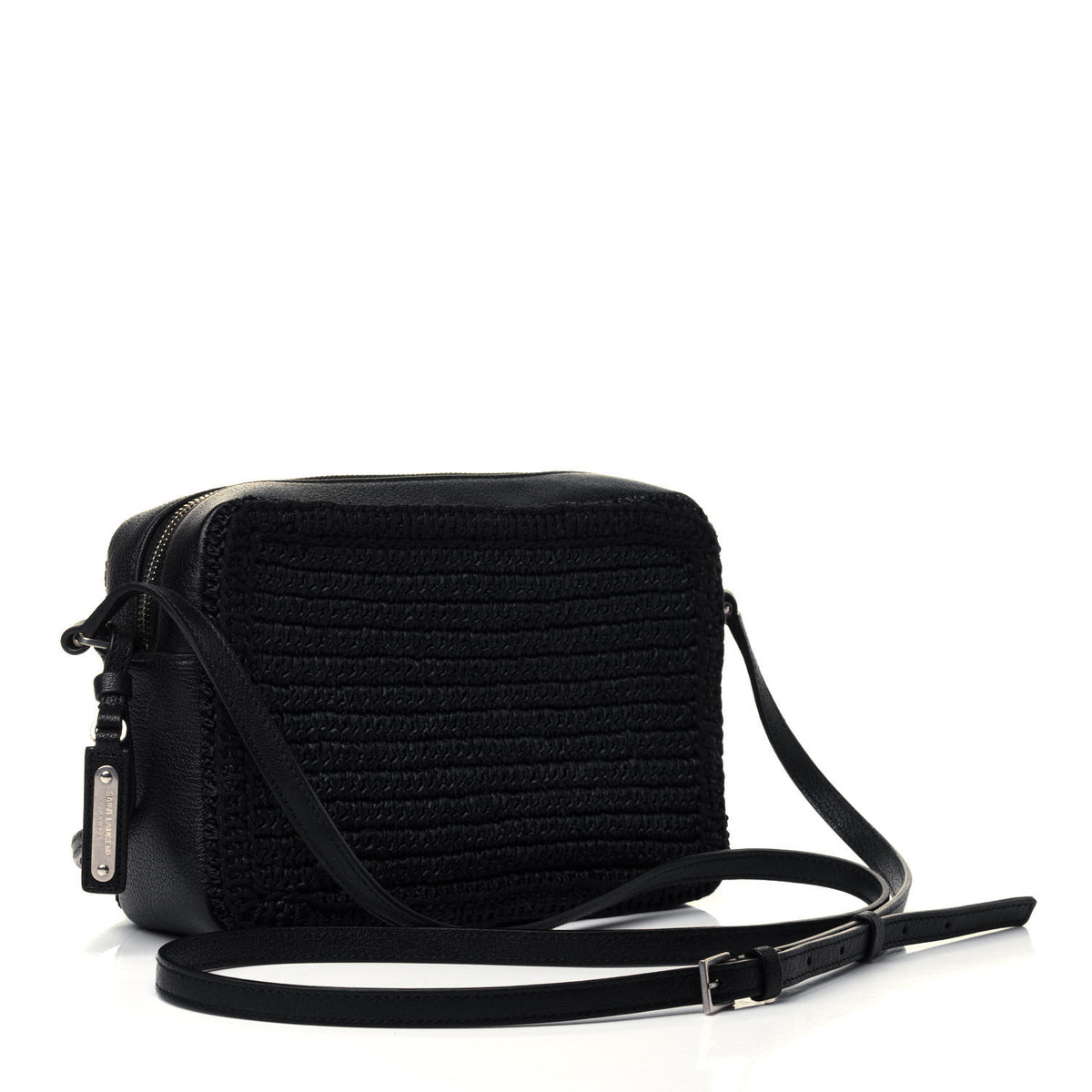 Saint Laurent Raffia Canvas Monogram Lou Camera Bag Black 2 of 4