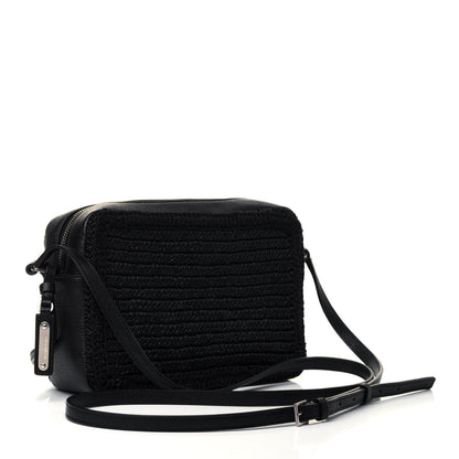 Saint Laurent Raffia Canvas Monogram Lou Camera Bag Black 2 of 4