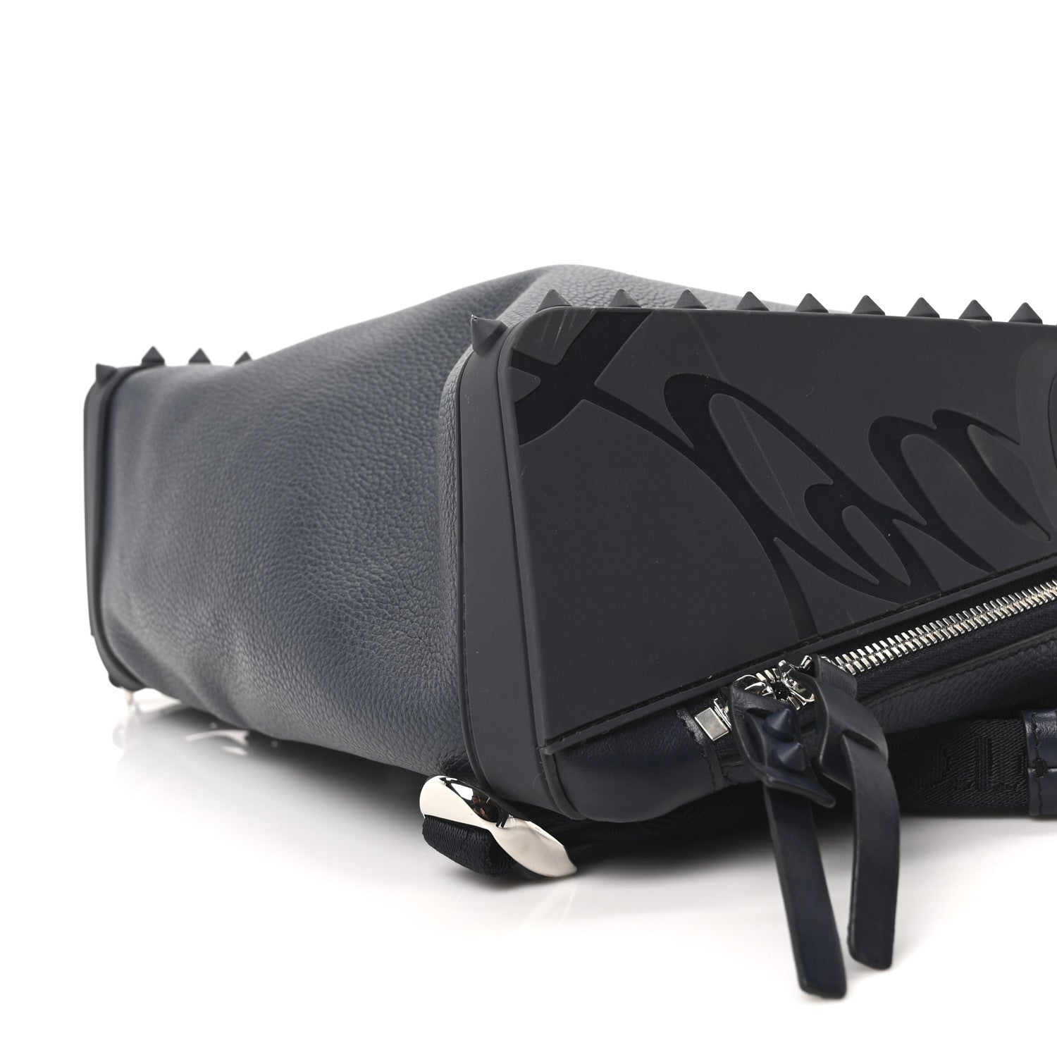 Christian Louboutin Calfskin Nylon Backparis Spiked Backpack Marine 9 of 9