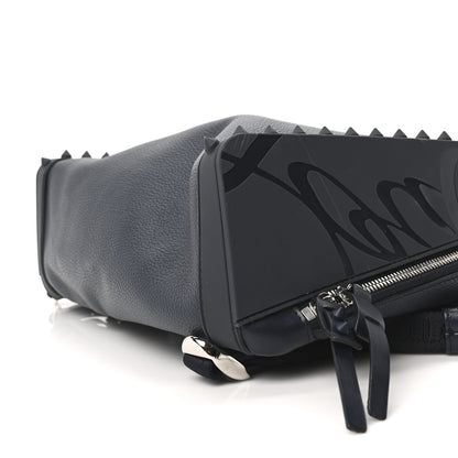 Christian Louboutin Calfskin Nylon Backparis Spiked Backpack Marine 9 of 9
