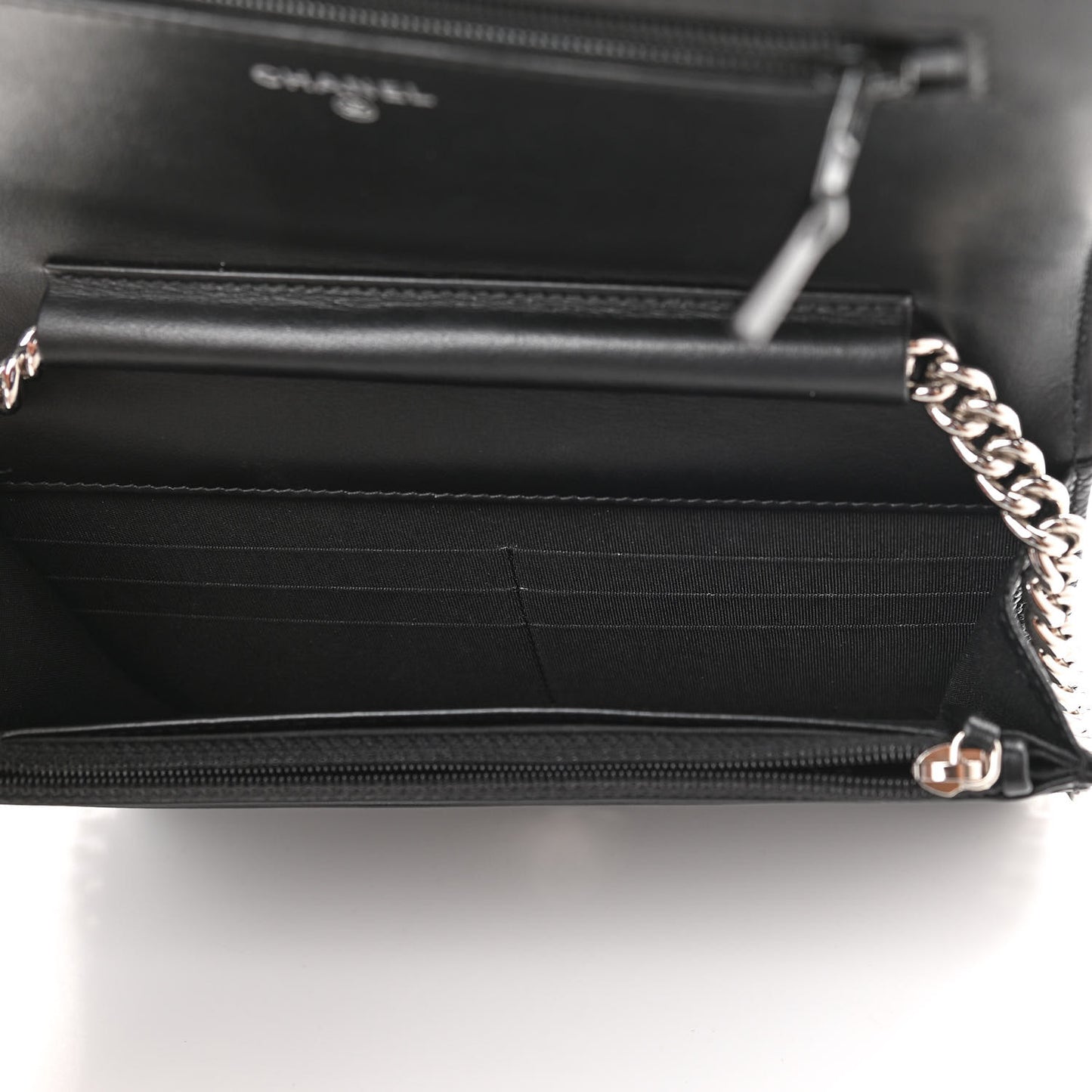 Caviar Chevron Quilted Boy Wallet On Chain WOC Black