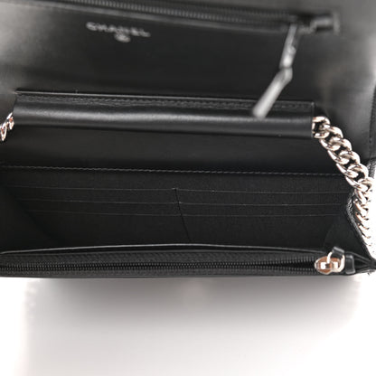 Chanel Caviar Chevron Quilted Boy Wallet On Chain WOC Black 5 of 13