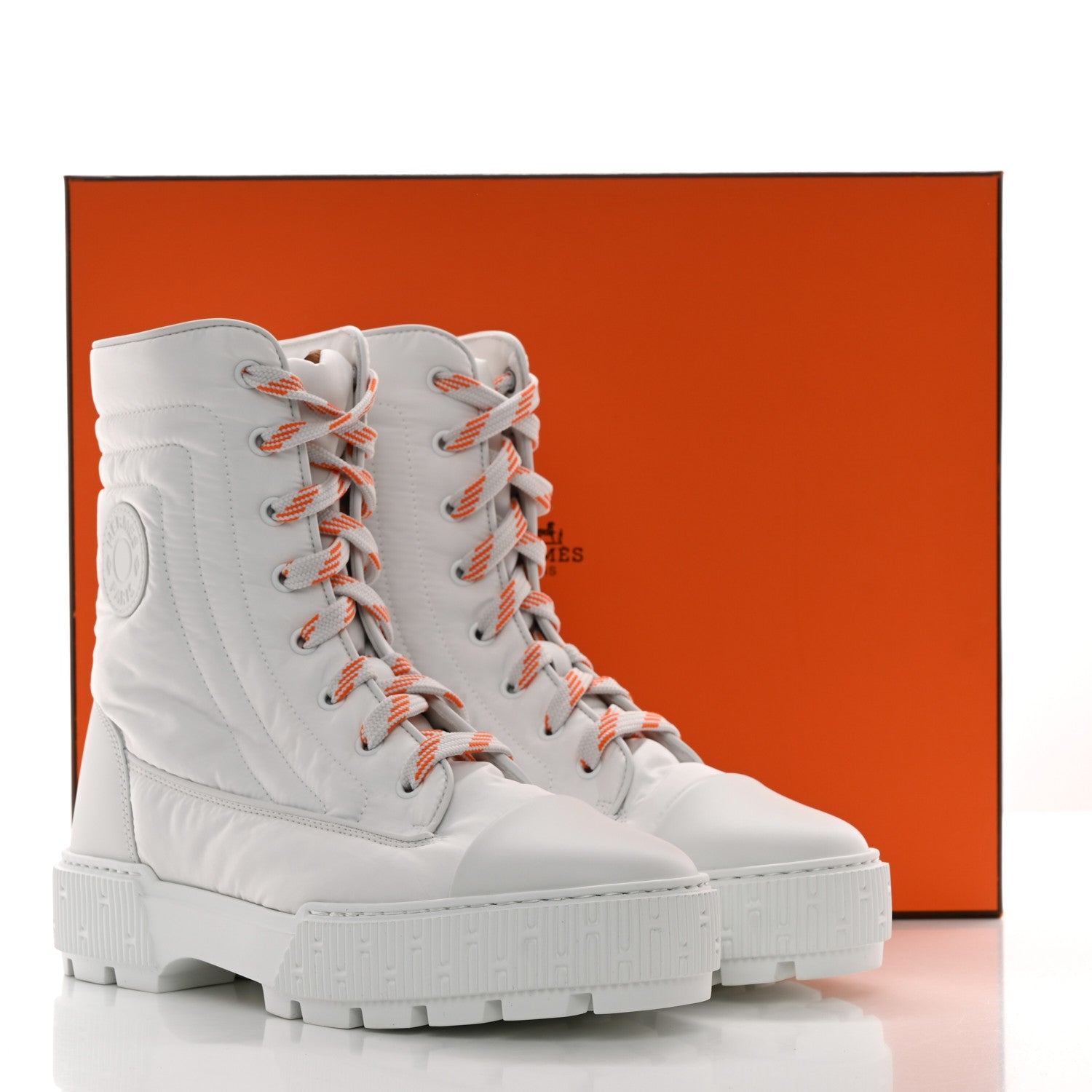 Hermes Calfskin Parachute Fresh Ankle Boots 38 White 9 of 9