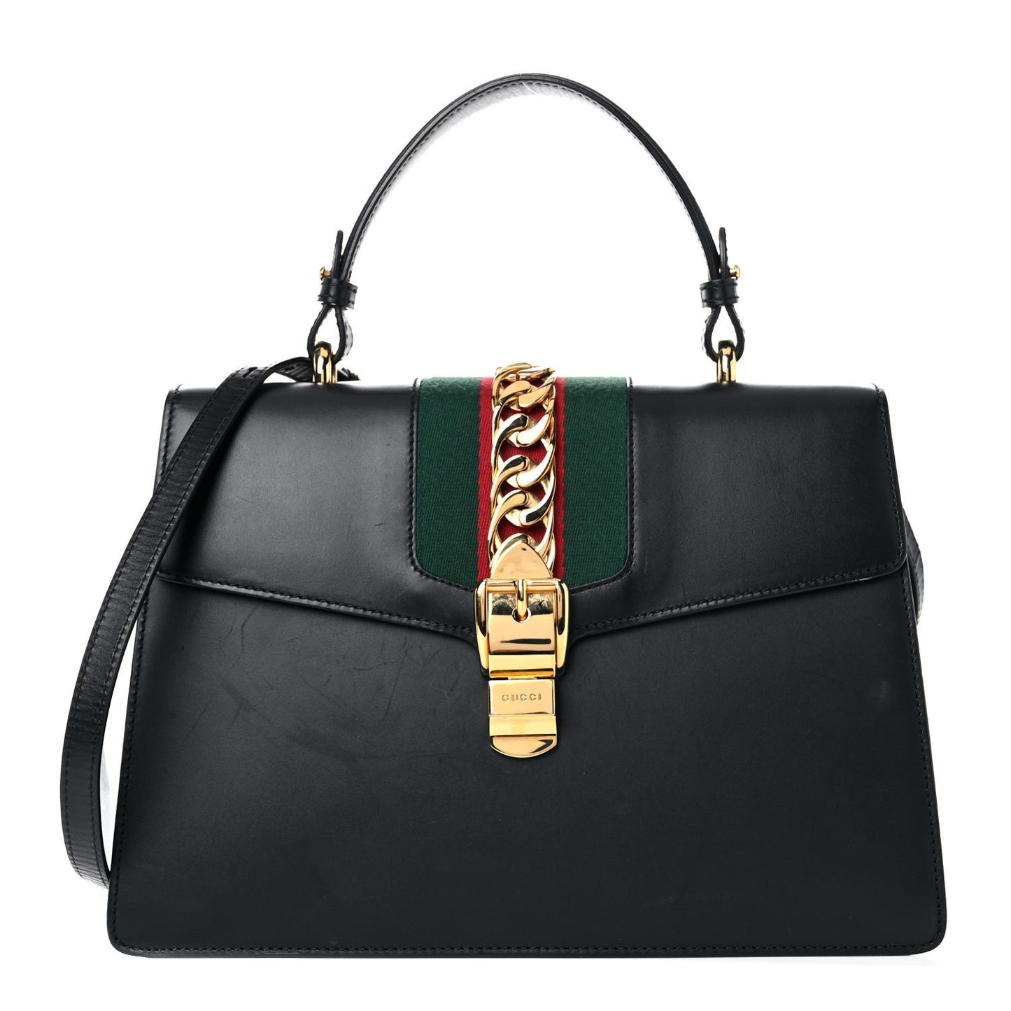 Calfskin Medium Sylvie Top Handle Bag Black