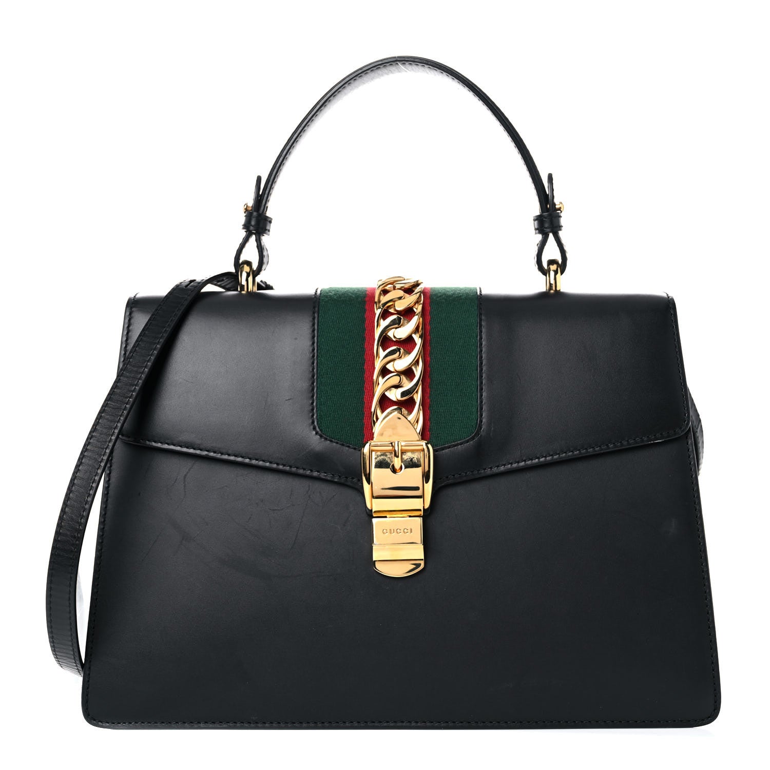 Gucci Calfskin Medium Sylvie Top Handle Bag Black 1 of 22