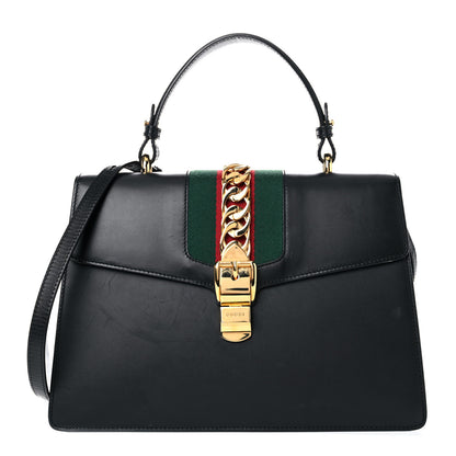 Gucci Calfskin Medium Sylvie Top Handle Bag Black 1 of 22