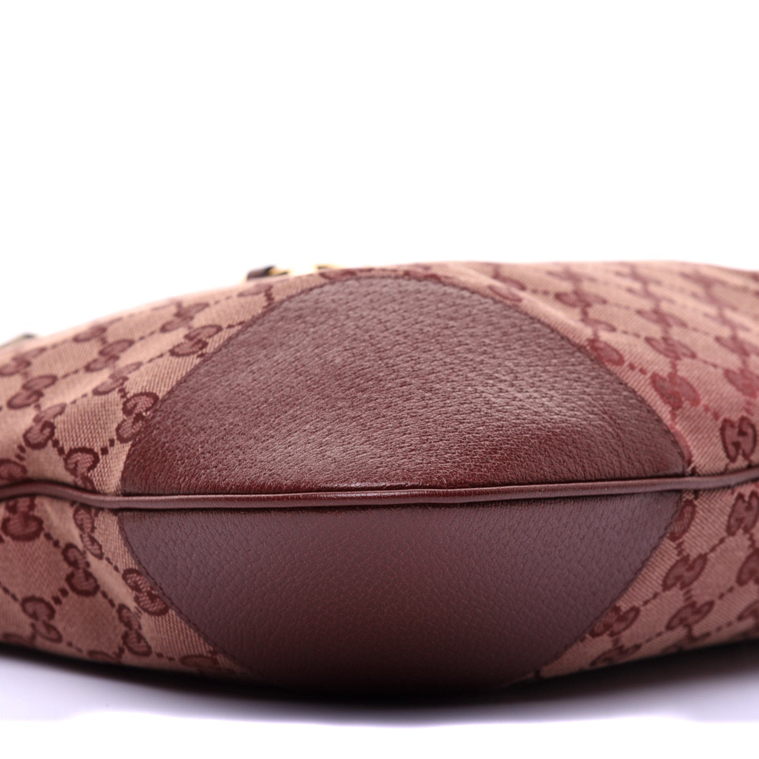 Gucci Monogram Textured Dollar Calfskin Horsebit 1955 Cinch Top Messenger Bag Sahara Rubino Chardonnay 7 of 10